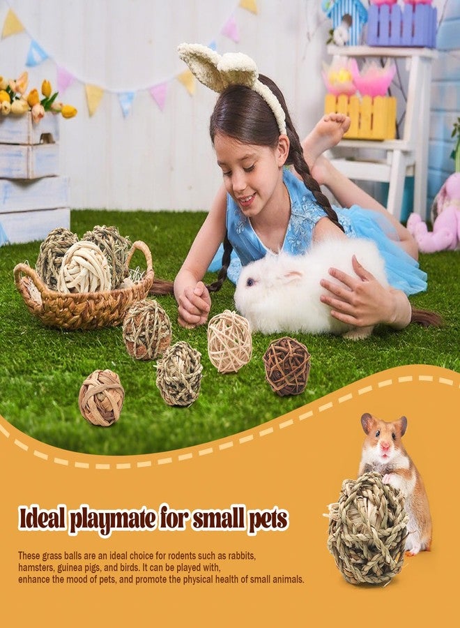 Bac-kitchen 17 Pcs Bunny Chew Grass Balls, Hangable Natural Handmade Enrichment Toys for Teeth Grinding, Enrichment Treats for Rodents Rabbits Guinea Pigs Chinchillas Hamsters Mice, Rolling Chew Toys (2.4") - Image 4